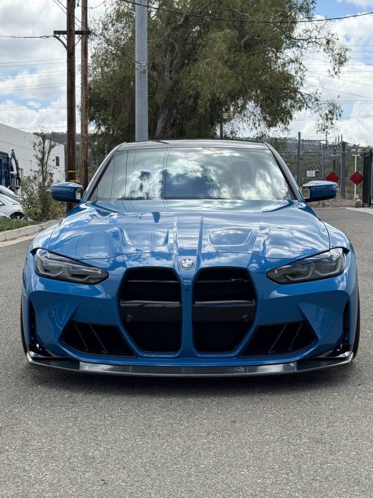 BMW M3 receiving paint protection film at Socal Vinyl and Paint Protection Shop, Orange County